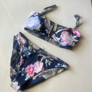 Maaji Floral Bikini - Navy, Pink, and White